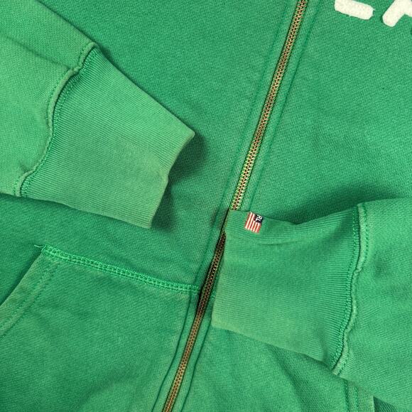 Vintage Polo Jeans Ralph Lauren Full Zip Hoodie Mens L Faded Green Boxy Y2K - Picture 5 of 10